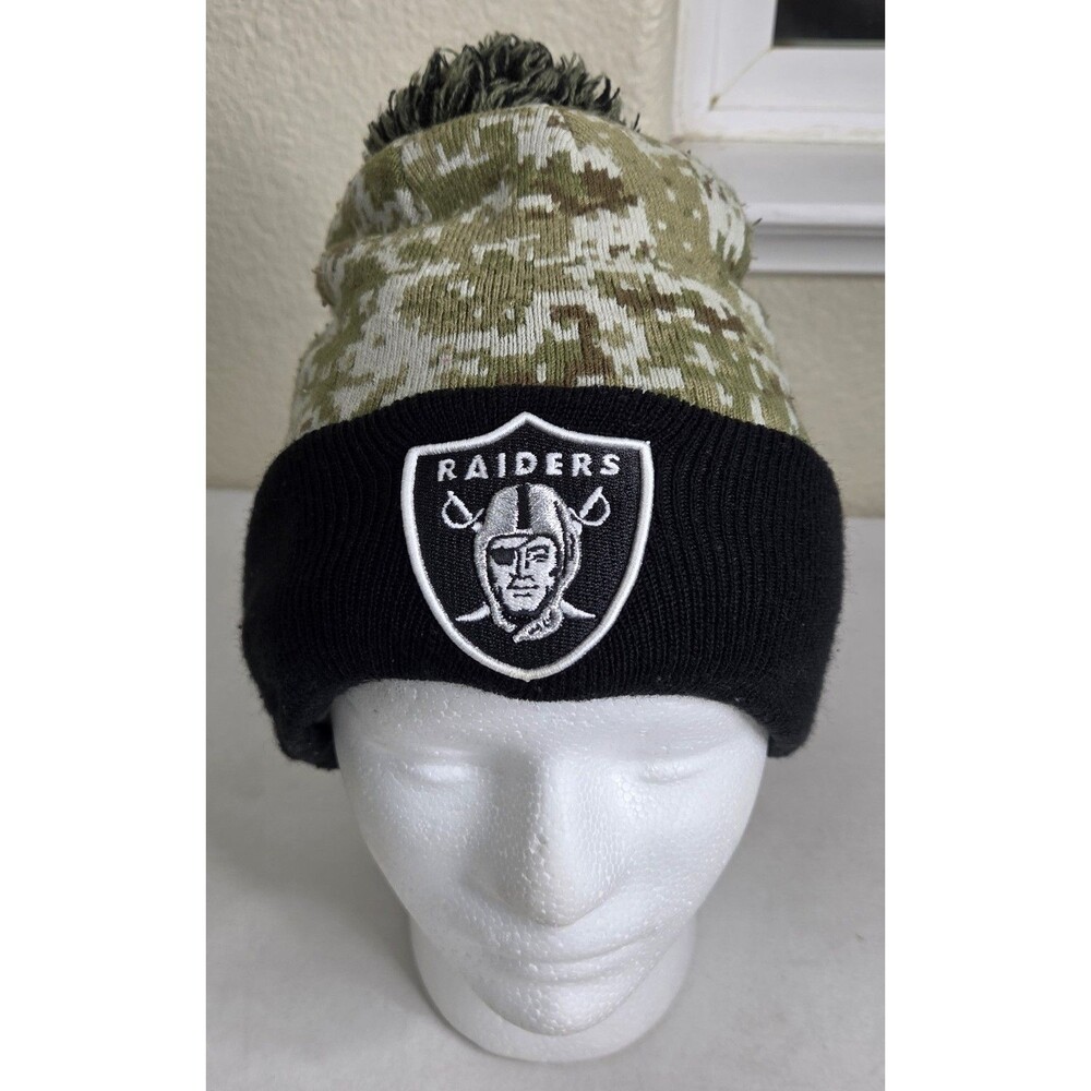 Las Vegas Raiders New Era Pom Pom Knit Fleece Lined Beanie Digital Camo NFL
